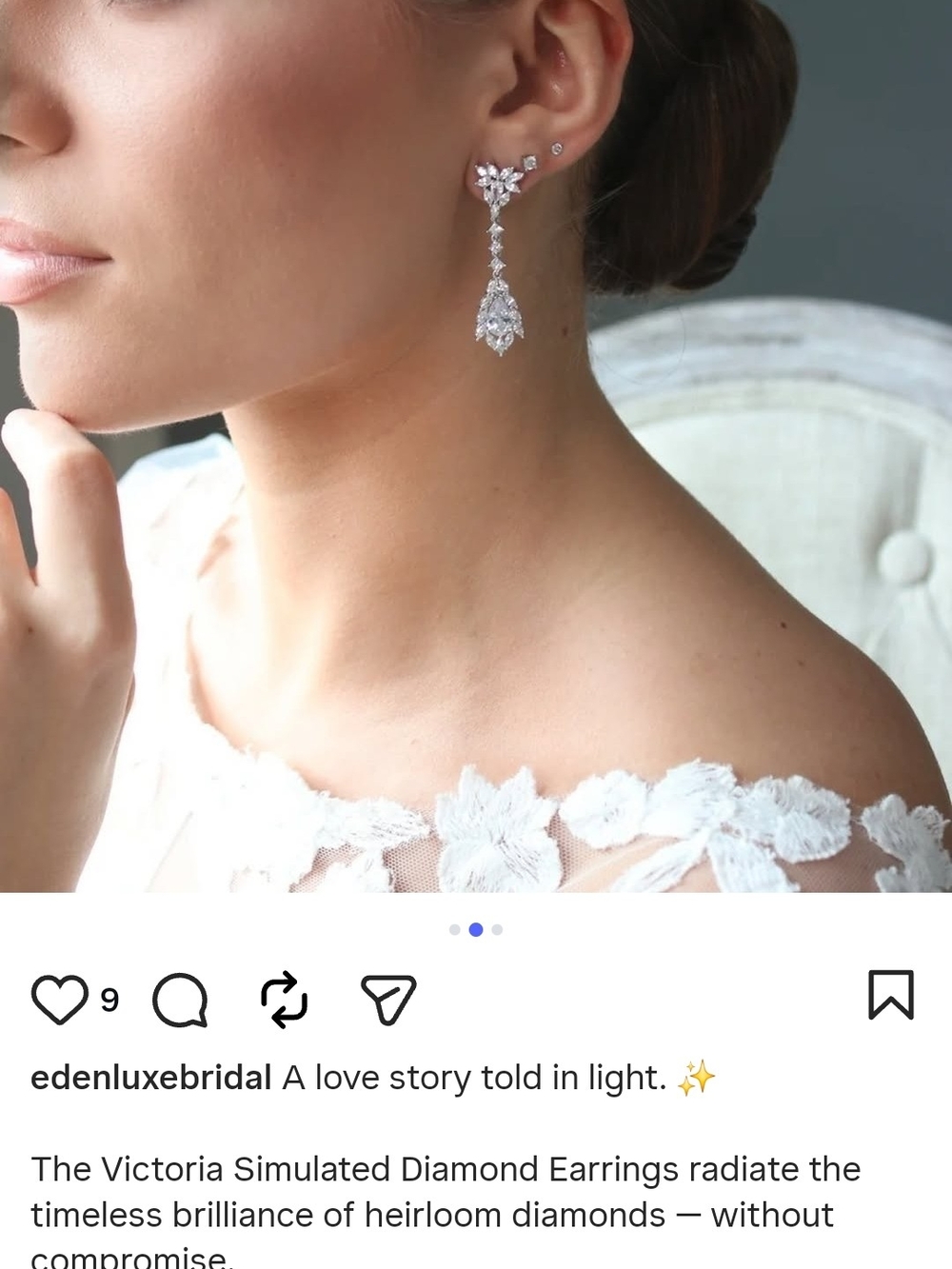 Simulated Diamond Teardrop Drop Earrings - Silver
